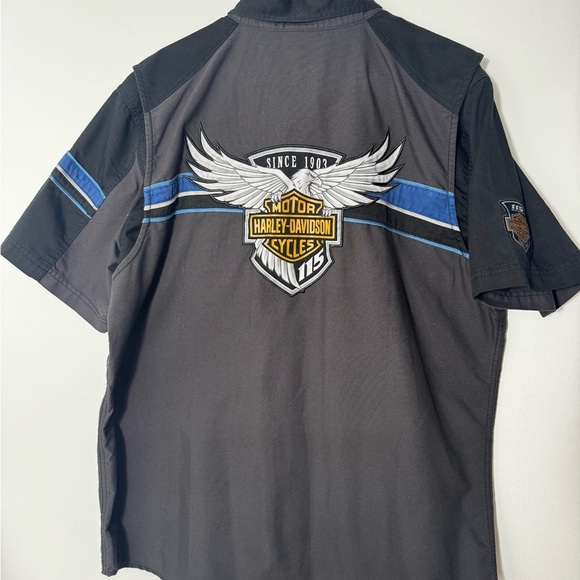 Harley Davidson 115th Year Button Vented Shirt Garage Motorcycle Shop XL - Picture 8 of 14